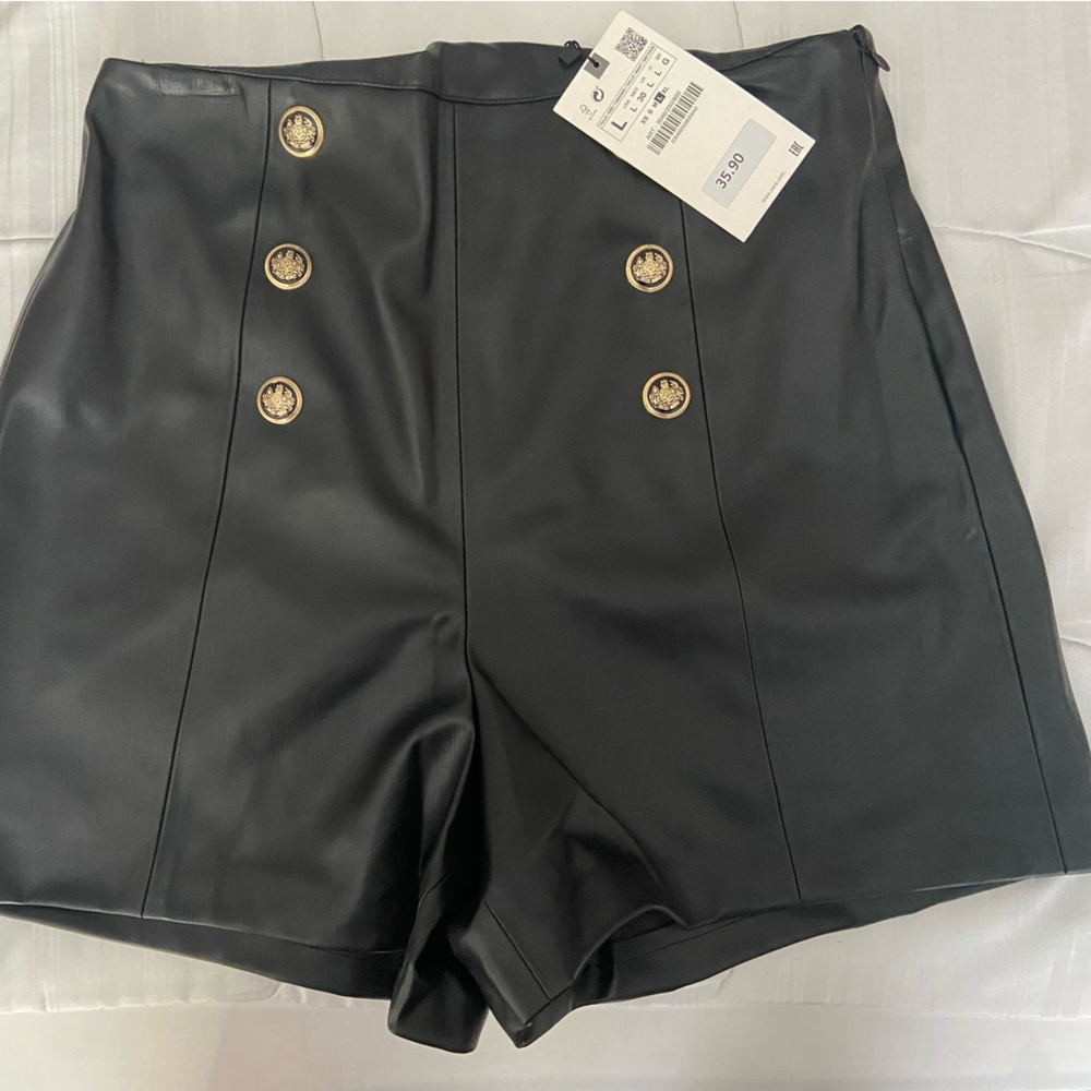 NWT Zara Faux Leather Shorts